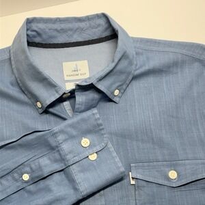 Johnnie-O Hangin' Out Mens M Blue Button Up Shirt‎ Casual Preppy Business